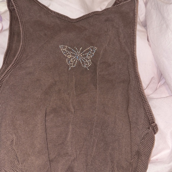 Garage Tops - NWT Garage Black Tank Top with Butterfly Rhinestone